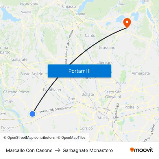 Marcallo Con Casone to Garbagnate Monastero map