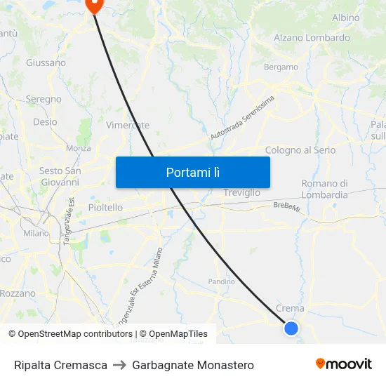 Ripalta Cremasca to Garbagnate Monastero map