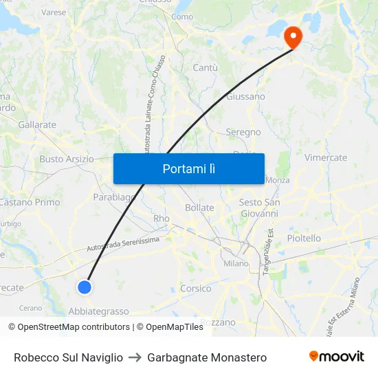 Robecco Sul Naviglio to Garbagnate Monastero map