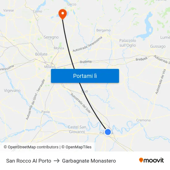 San Rocco Al Porto to Garbagnate Monastero map