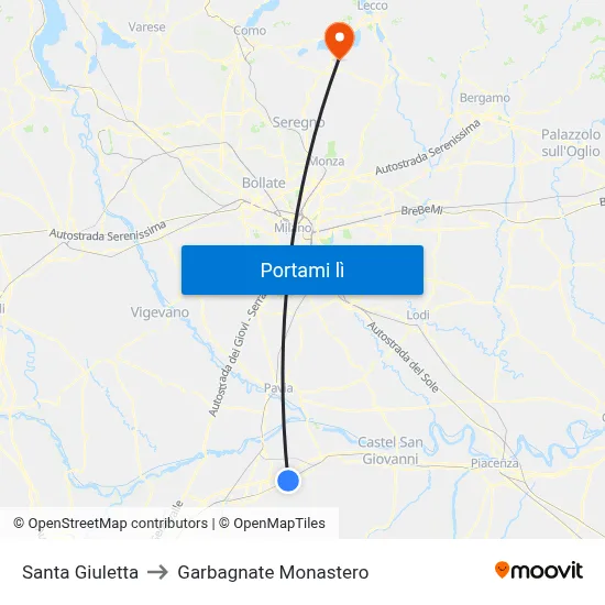 Santa Giuletta to Garbagnate Monastero map