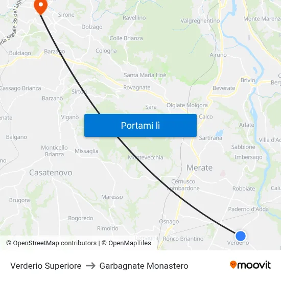 Verderio Superiore to Garbagnate Monastero map