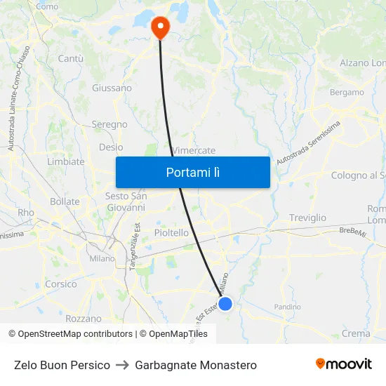 Zelo Buon Persico to Garbagnate Monastero map