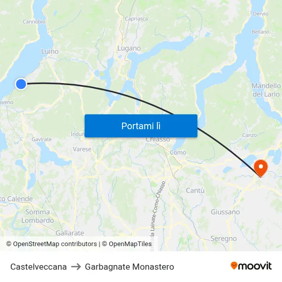 Castelveccana to Garbagnate Monastero map