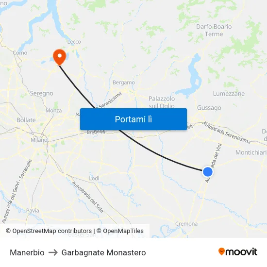Manerbio to Garbagnate Monastero map