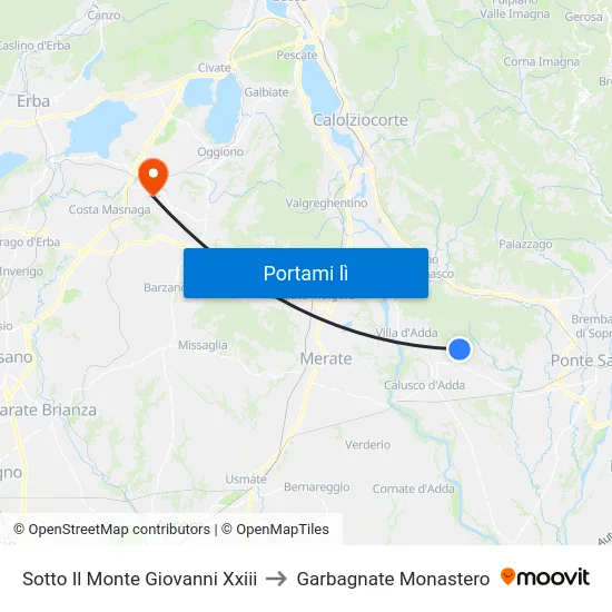 Sotto Il Monte Giovanni Xxiii to Garbagnate Monastero map