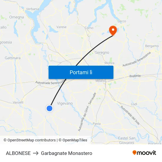 ALBONESE to Garbagnate Monastero map
