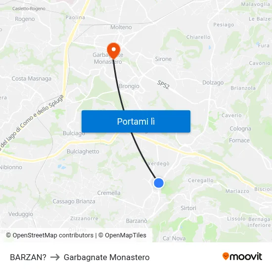 BARZAN? to Garbagnate Monastero map