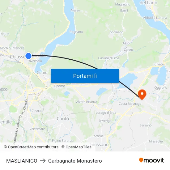 MASLIANICO to Garbagnate Monastero map