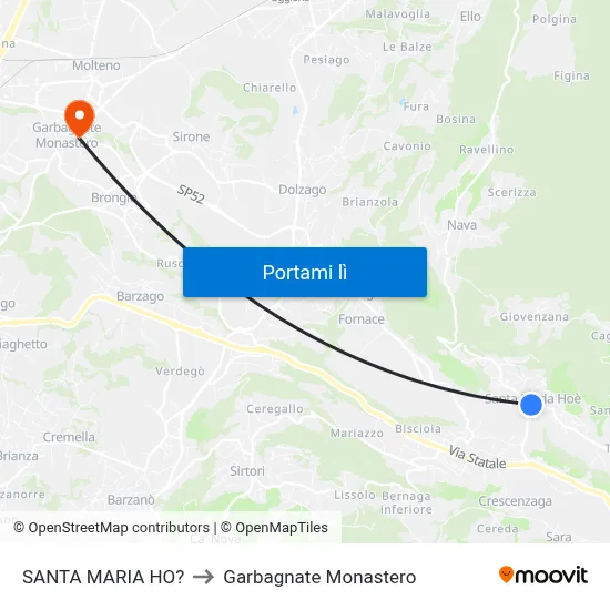 SANTA MARIA HO? to Garbagnate Monastero map