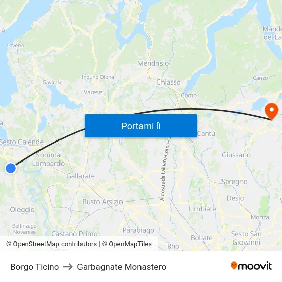 Borgo Ticino to Garbagnate Monastero map