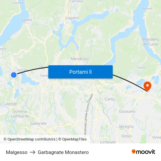Malgesso to Garbagnate Monastero map