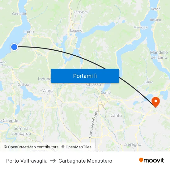 Porto Valtravaglia to Garbagnate Monastero map