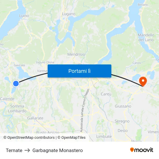 Ternate to Garbagnate Monastero map