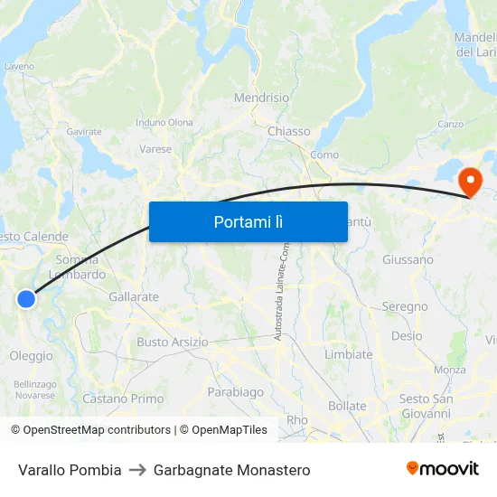 Varallo Pombia to Garbagnate Monastero map