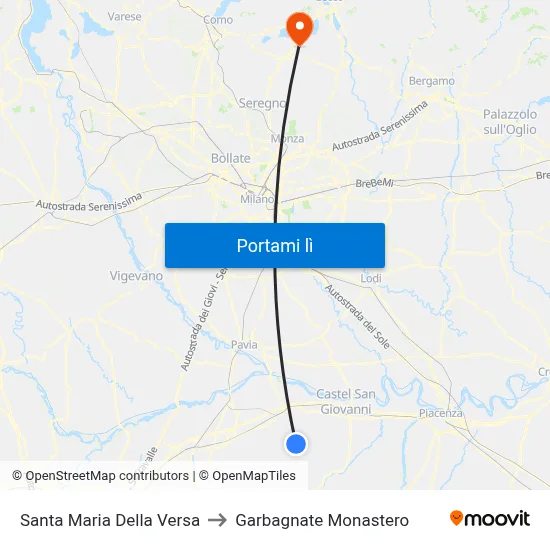 Santa Maria Della Versa to Garbagnate Monastero map