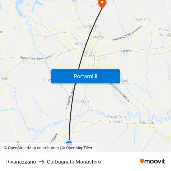 Rivanazzano to Garbagnate Monastero map