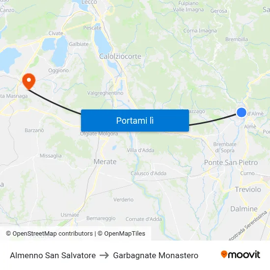Almenno San Salvatore to Garbagnate Monastero map