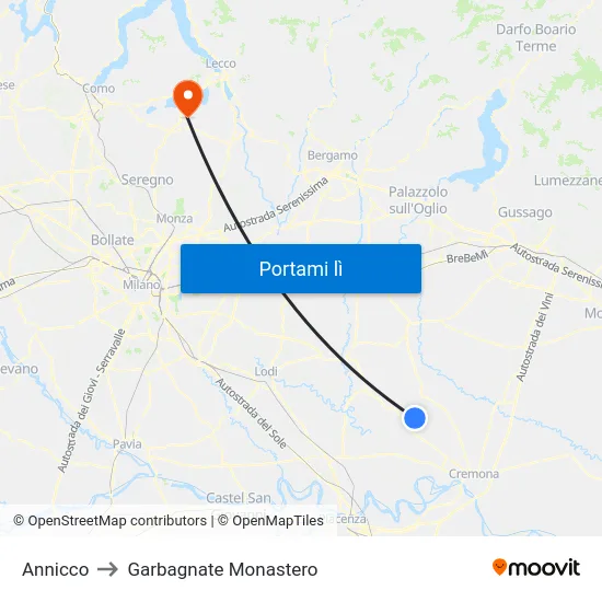 Annicco to Garbagnate Monastero map