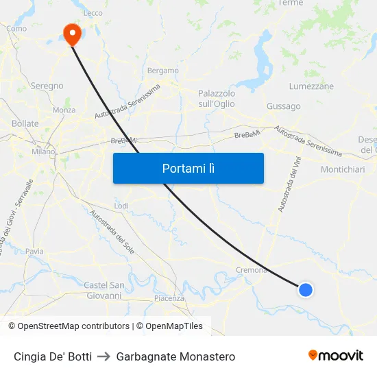 Cingia De' Botti to Garbagnate Monastero map