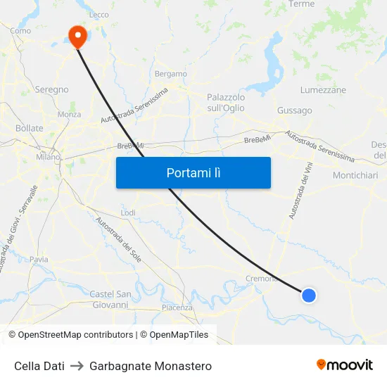 Cella Dati to Garbagnate Monastero map