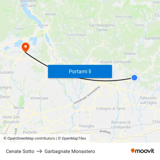 Cenate Sotto to Garbagnate Monastero map