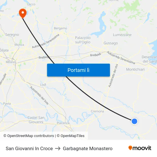 San Giovanni In Croce to Garbagnate Monastero map