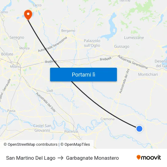 San Martino Del Lago to Garbagnate Monastero map