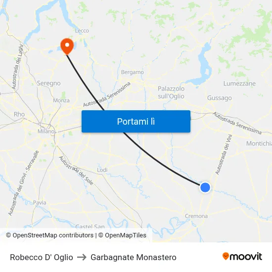 Robecco D' Oglio to Garbagnate Monastero map
