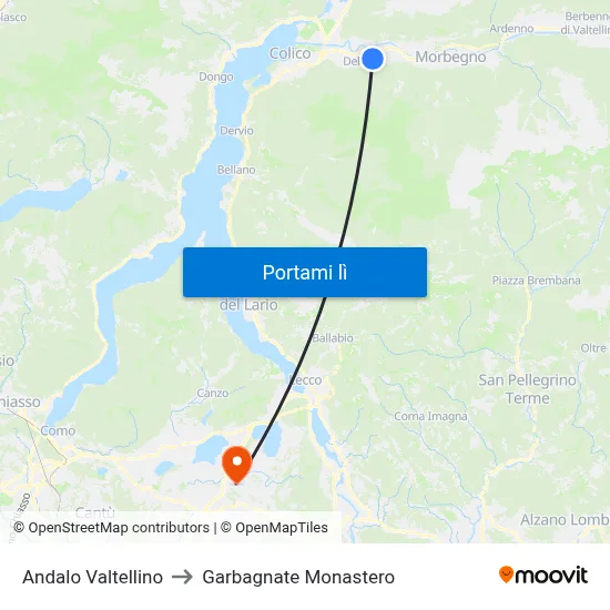 Andalo Valtellino to Garbagnate Monastero map