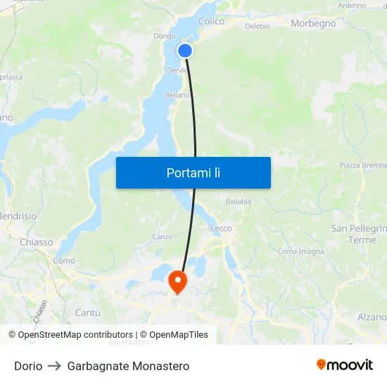 Dorio to Garbagnate Monastero map