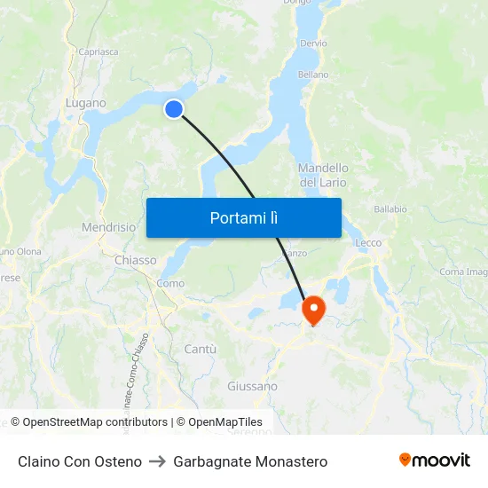 Claino Con Osteno to Garbagnate Monastero map