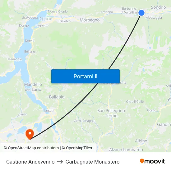 Castione Andevenno to Garbagnate Monastero map