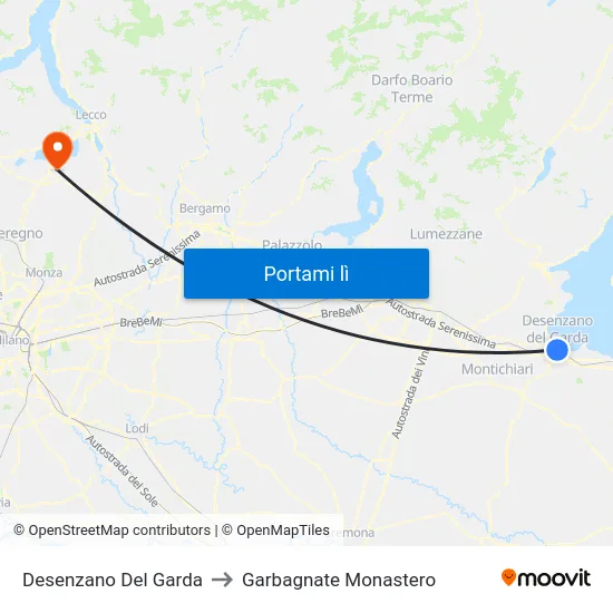 Desenzano Del Garda to Garbagnate Monastero map