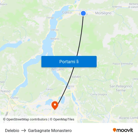 Delebio to Garbagnate Monastero map