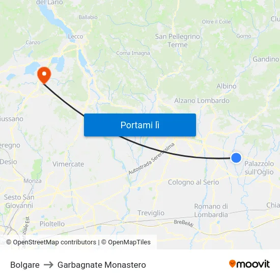Bolgare to Garbagnate Monastero map