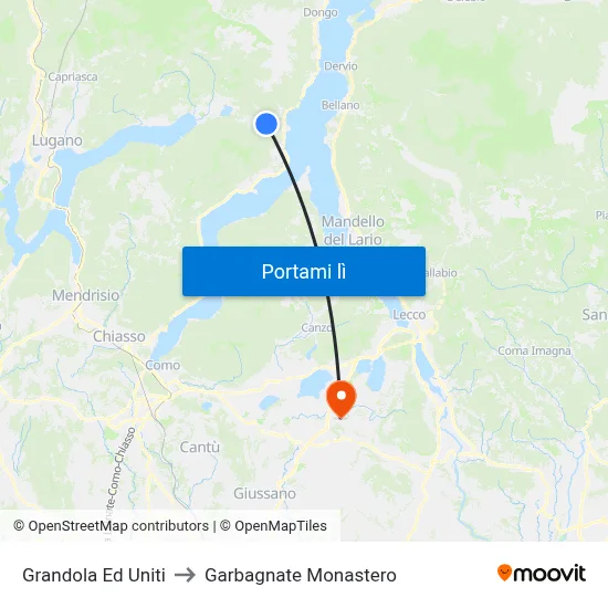 Grandola Ed Uniti to Garbagnate Monastero map