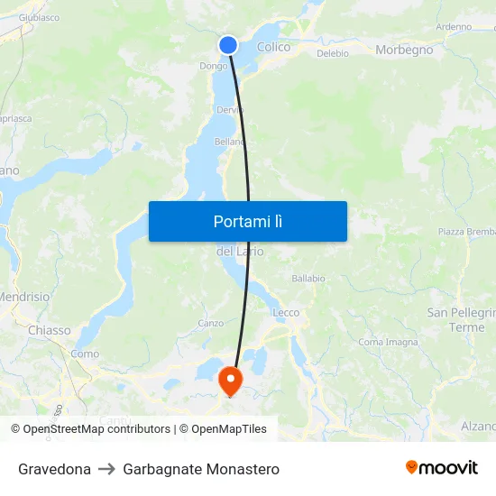 Gravedona to Garbagnate Monastero map