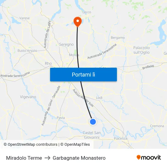 Miradolo Terme to Garbagnate Monastero map