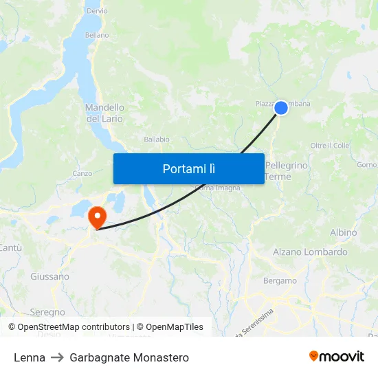 Lenna to Garbagnate Monastero map