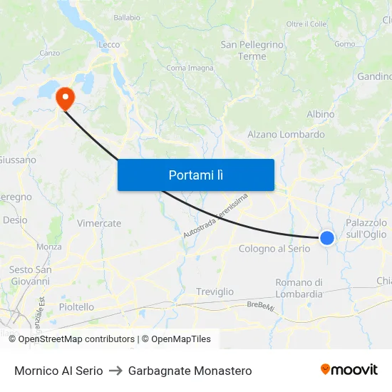 Mornico Al Serio to Garbagnate Monastero map