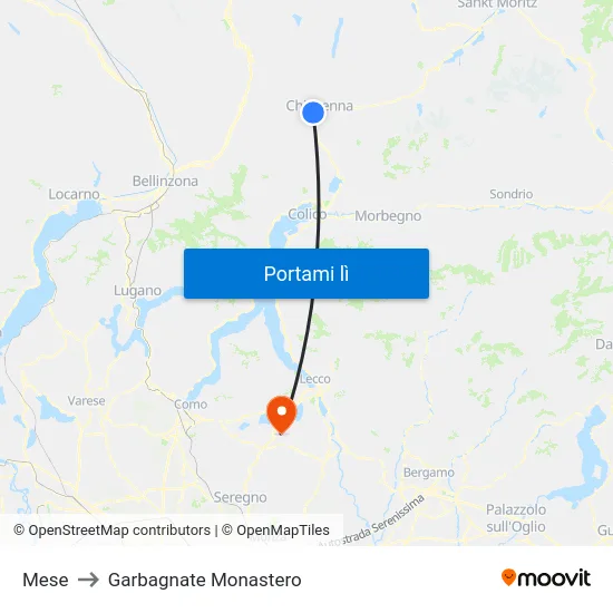 Mese to Garbagnate Monastero map