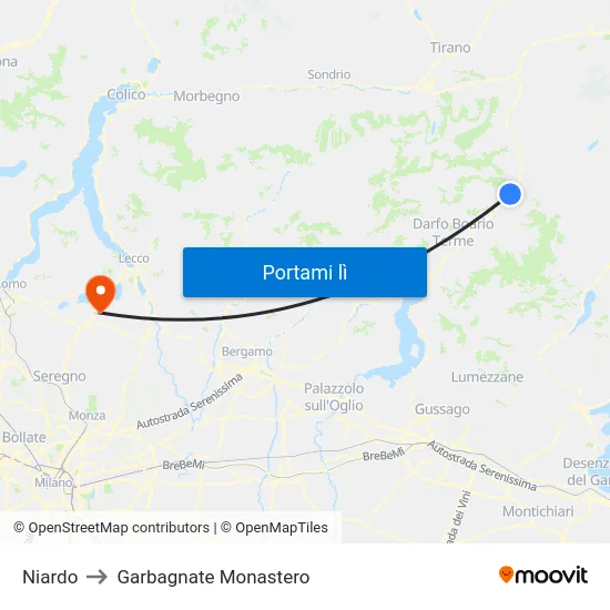 Niardo to Garbagnate Monastero map