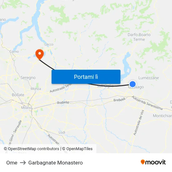 Ome to Garbagnate Monastero map