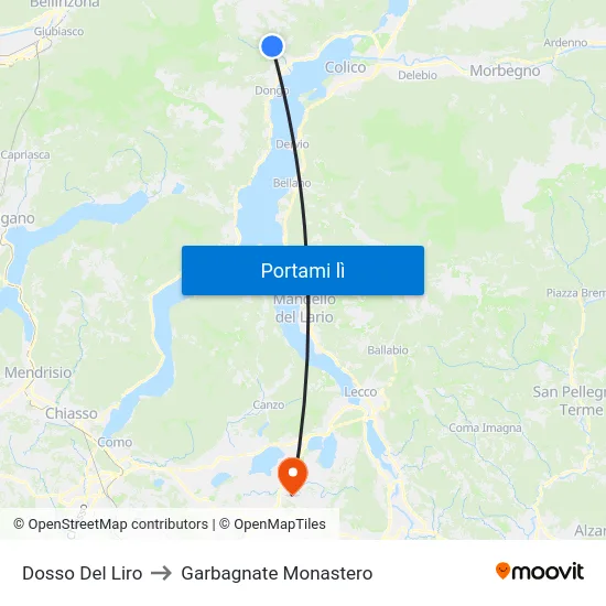 Dosso Del Liro to Garbagnate Monastero map