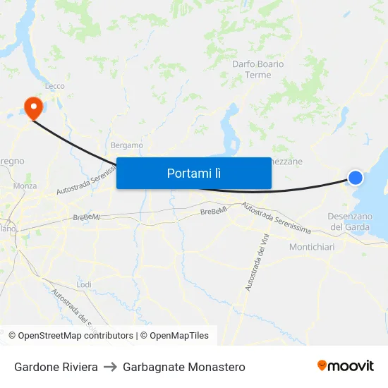 Gardone Riviera to Garbagnate Monastero map