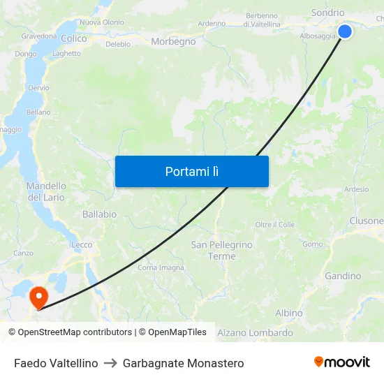 Faedo Valtellino to Garbagnate Monastero map