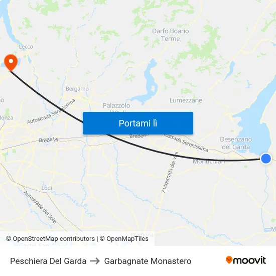 Peschiera Del Garda to Garbagnate Monastero map