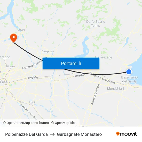 Polpenazze Del Garda to Garbagnate Monastero map