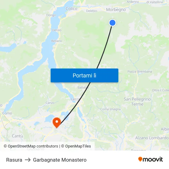 Rasura to Garbagnate Monastero map
